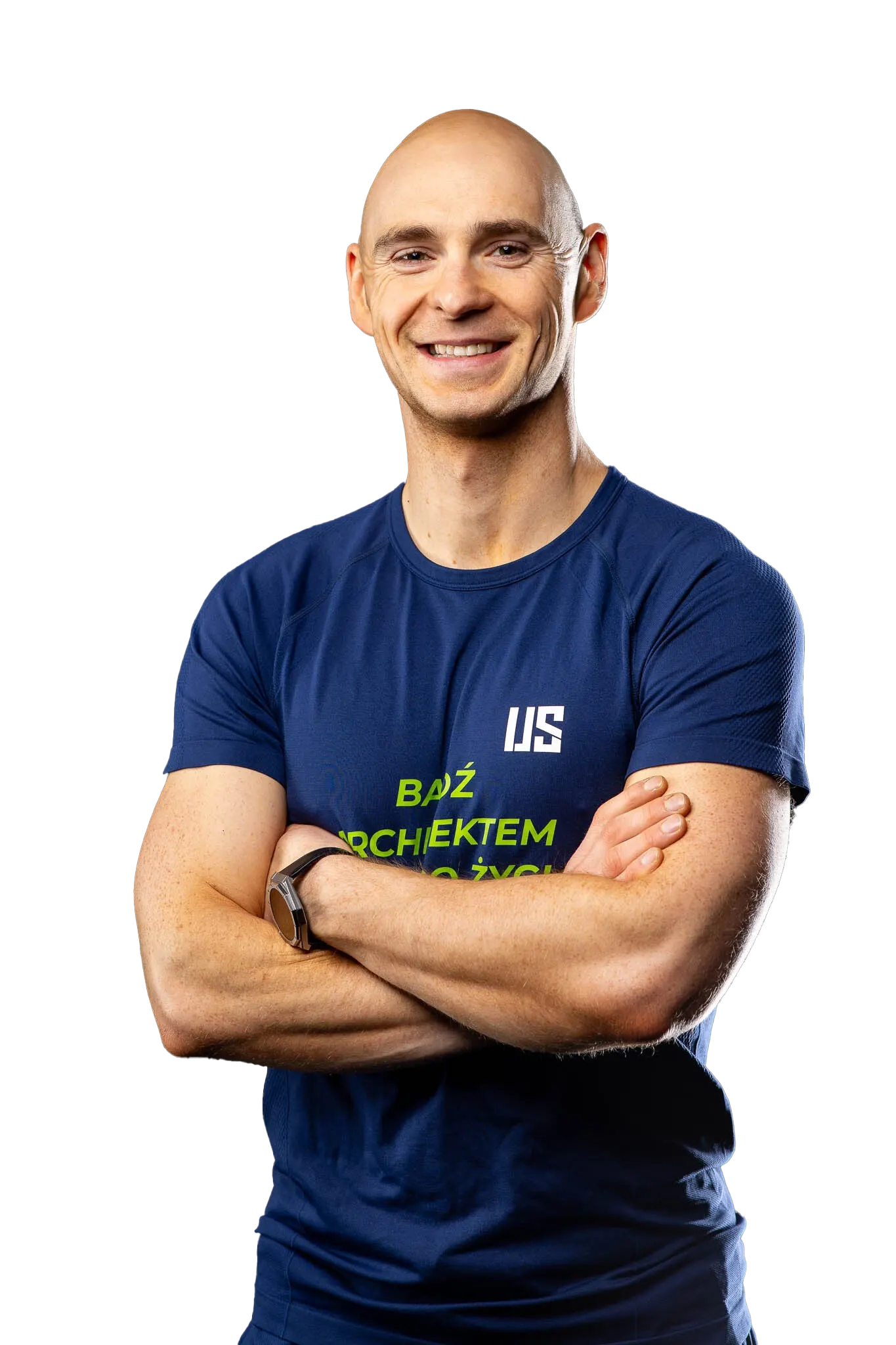 Paweł Kruk, trener personalny ASIF we Wrocławiu, portret na czarnym tle.